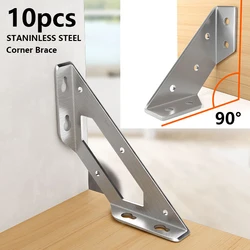 10 PCS Multifunctional Stainless Steel Corner Code with Three Fixed Support Layers, Universal Hanging Code Furniture Connectors
