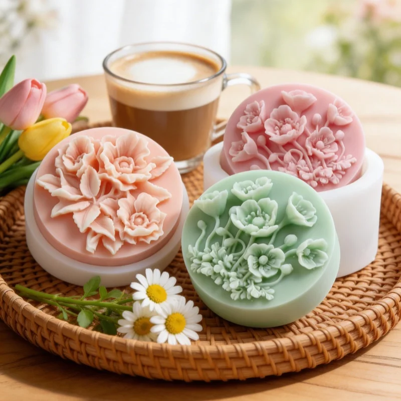 Moules à bougies en silicone 3D en forme de fleurs printanières, camélia, coquelicot, pivoine, moule en relief pour la fabrication de bougies, de savons, de résines, décoration de la maison, cadeau fait main