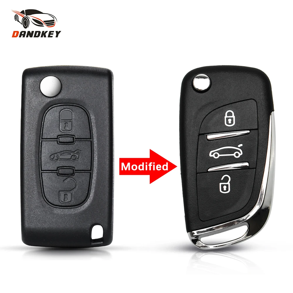

Dandkey 3 Buttons Flip Car Remote Key Shell Case For peugeot 207 307 407 208 308 408 For Citroen C1 C2 C3 C4 Berlingo Picasso