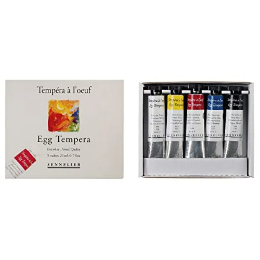 

Egg Tempera Set Assorted Colors 21 ml Art Supply for Painting Craft Projects Durable High-Quality Pigments Vibrant Hues Ideal f