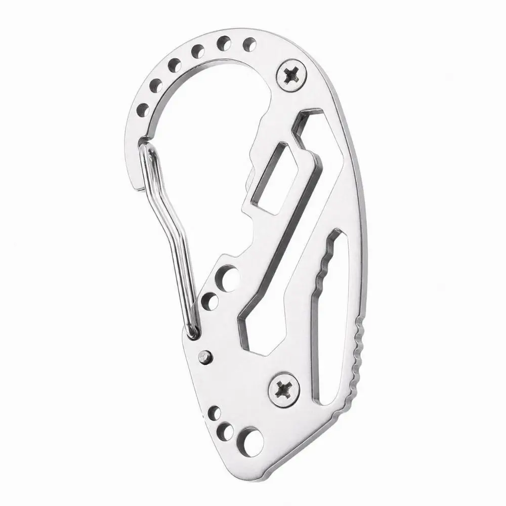 2 Pack Stainless Steel Multifunction Keychain Carabiner Hook Clasp Buckle Anti-Loss Stainless Steel Key Organizer