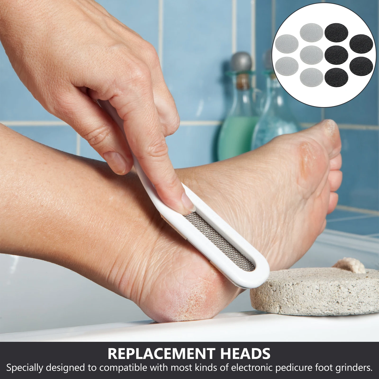 

10 Pcs Foot Grinder Heads Black Grey Replacement Tools Electric Callus Remover Pedicure Supplies Nail File Accessories