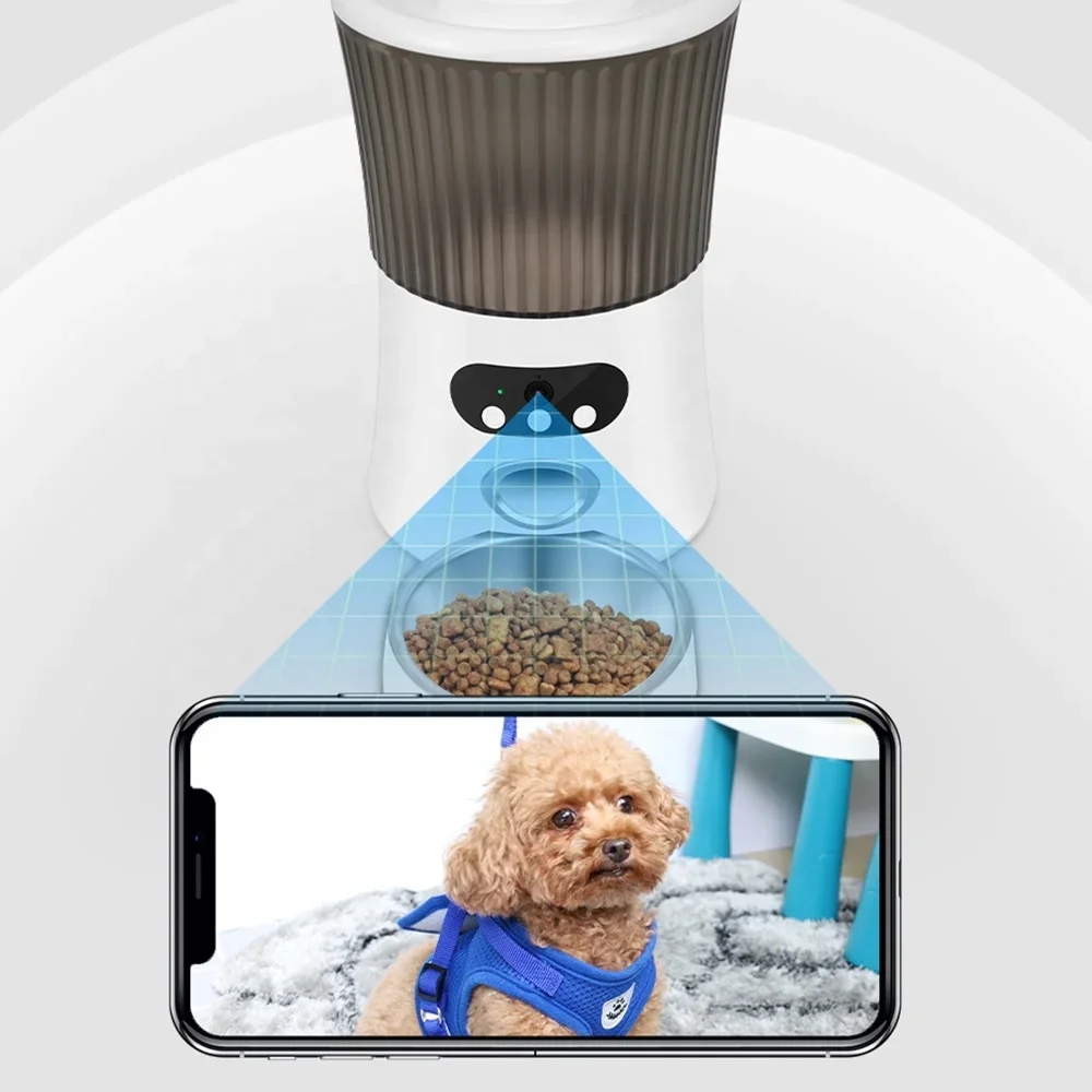 YHpet 2023 New Design Automatic Food Dispenser Automatic Cat Large Auto Pet Feeder With Camera