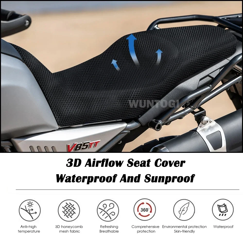 

Чехол на сиденье V85TT, чехол на сиденье мотоцикла с 3D воздушным потоком для Moto Guzzi V85 TT, защитный чехол для сиденья, водонепроницаемый чехол на сиденье с защитой от ожогов