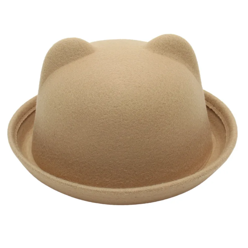 Bear Bowler Hat For Kids Boys Girls Women Hat Round Cap Flanging Performance Cap Cute Autumn Winter Family Parent-child Hats