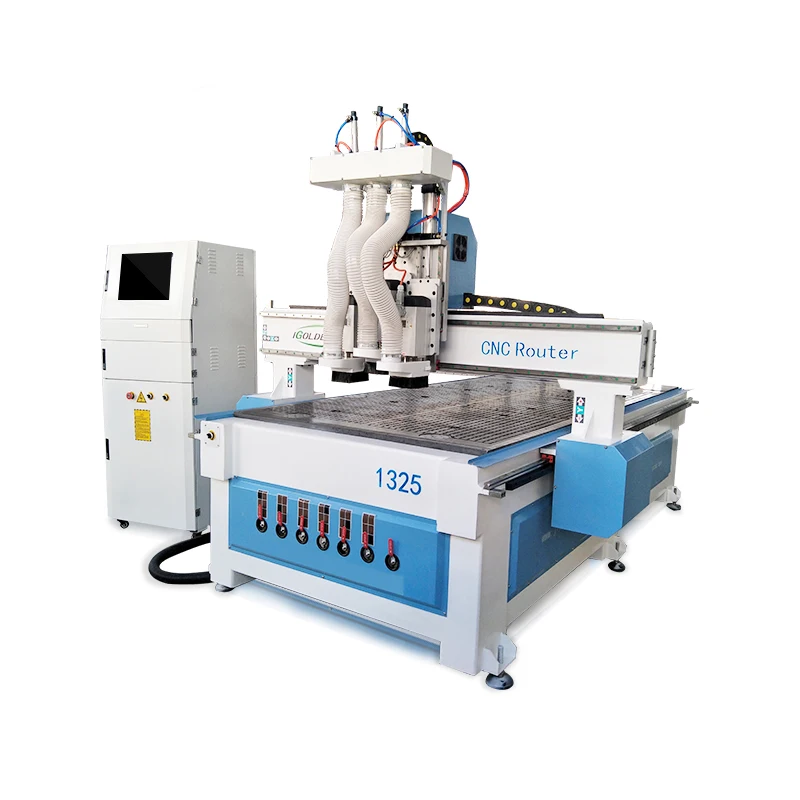 China multi-function 3 spindle 1325 CNC router for wood door/cabinet/furniture cutting/engraving