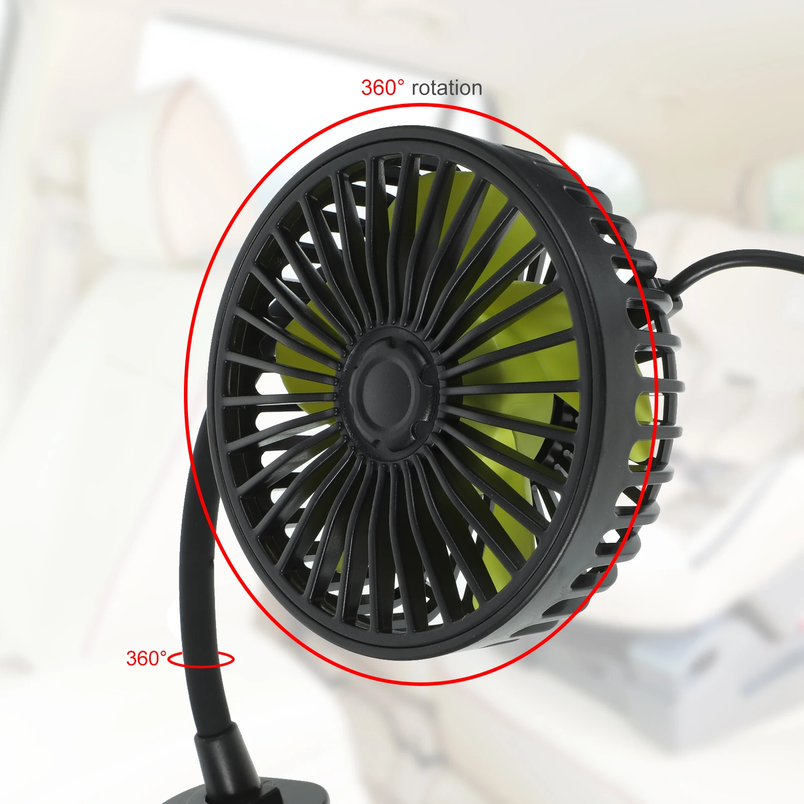 

Vehicle Fan USB Powered Car Seat Portable Adjustable 360 Degree Mini Cooling Fan for Car Truck Stroller Carseat Fans