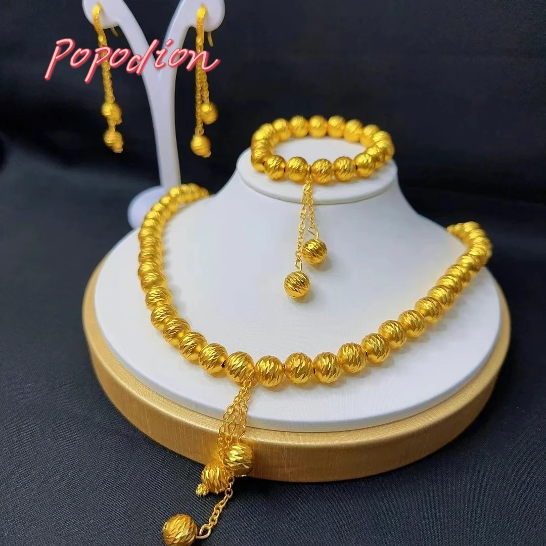 Imagem -04 - Popodion 24k Jóias de Chapeamento de Ouro para Mulheres Brincos Colar Pulseira Presente Requintado Dubai Novo Yy10297