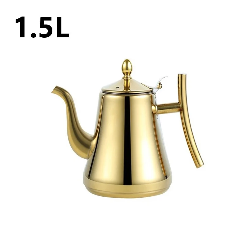 1/2/4PCS Kitchen Thick Stainless Steel Teapot Golden Silver Tea Pot With Infuser Coffee Pot Induction Cooker Tea Kettle Water