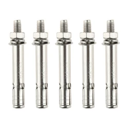 5 Pcs M6x60mm Stainless Steel Expansion Screw Expansion Bolt Anchor Sleeve Concrete Anchor Bolt Link Rod Wall Fastener Nail