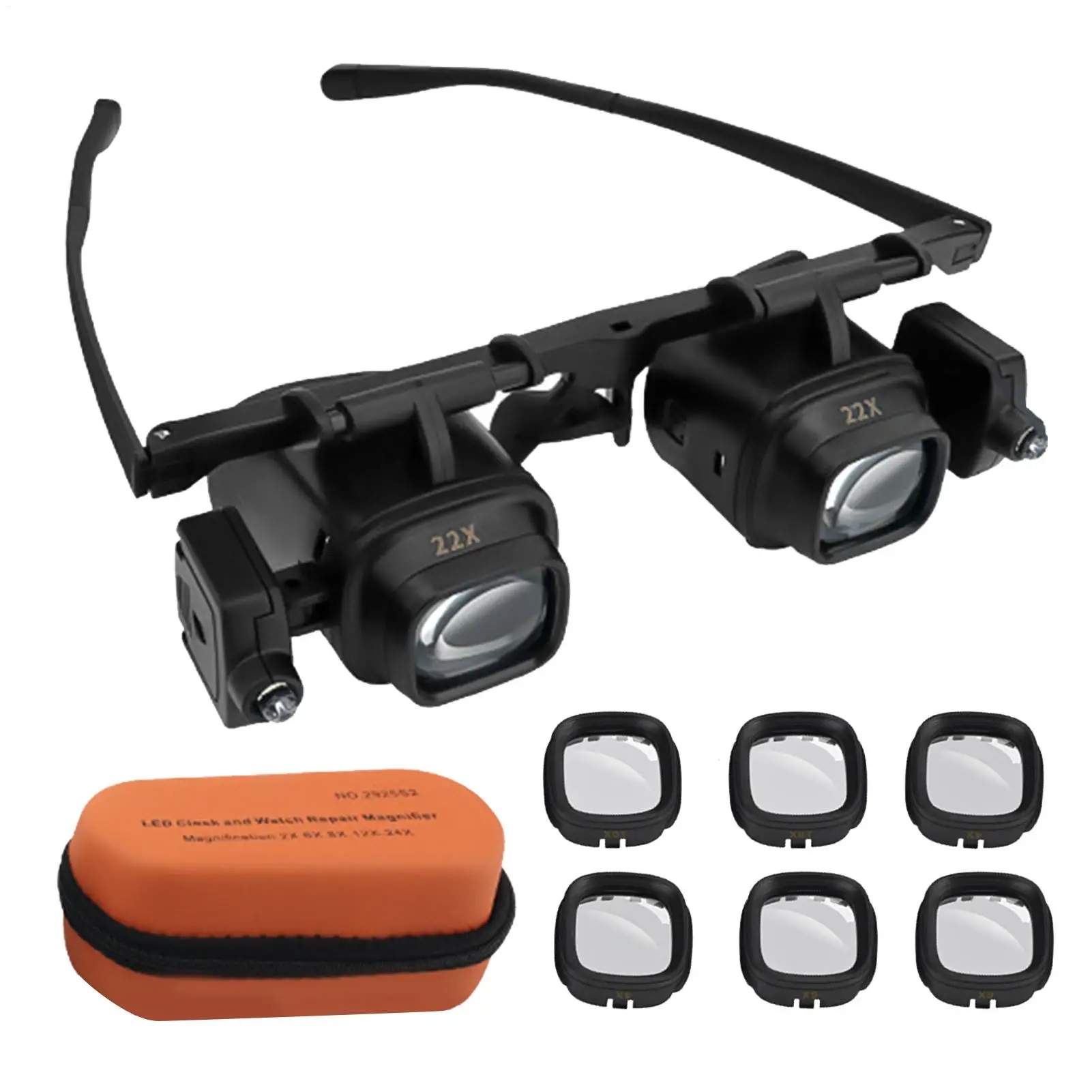 2x/6X/8X/12X/24X Head Mount Magnifier Headband magnifying glass Watch Jeweler Repair Magnifier LED Lights Loupe Microscope