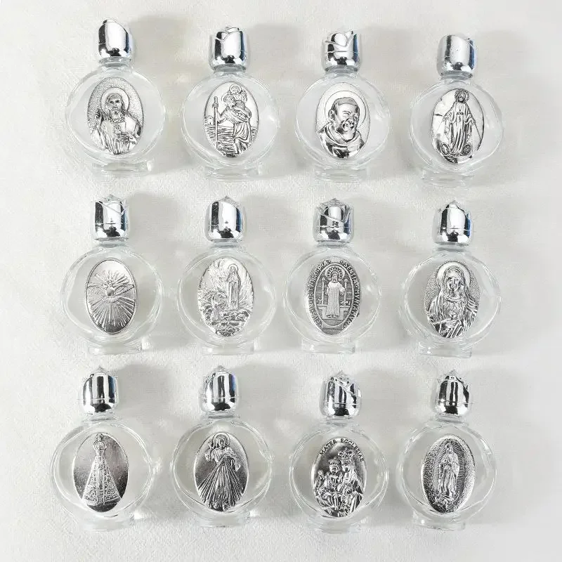 Bottiglia vuota per acqua sacra Gesù Bottiglia religiosa Forniture per battesimo cristiano Imballaggio cosmetico portatile ricaricabile Bottiglia vuota