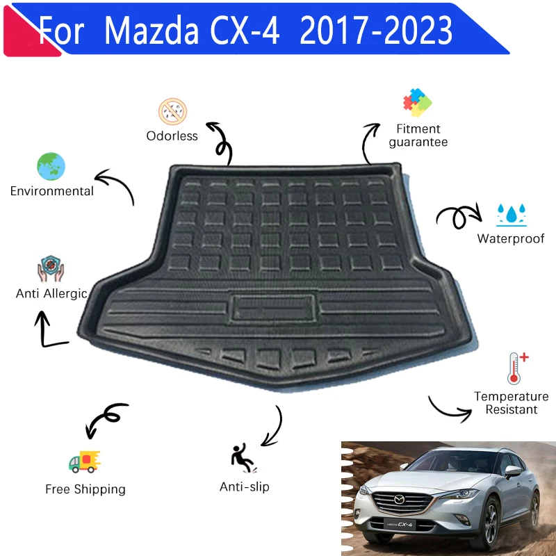 

Car Trunk Mats for Mazda CX-4 CX 4 CX4 2017~2023 Auto Easy Clean Rear Cargo Tray Trunk Mat Car Accessories Dirty Resistant Pads