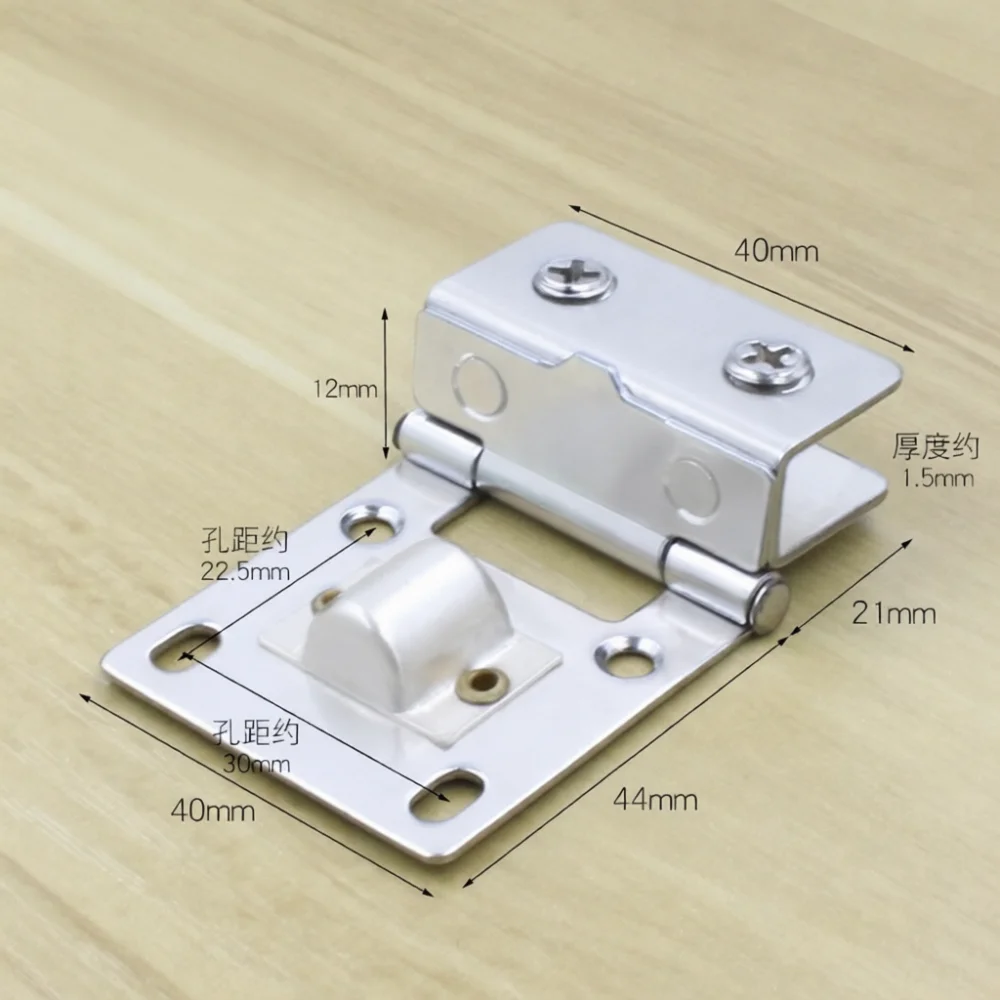 Stainless Steel Clamp Hinge For Glass Door No Hole Required Cabinet Showcase Hardware Modern Furniture Fixing Accessory