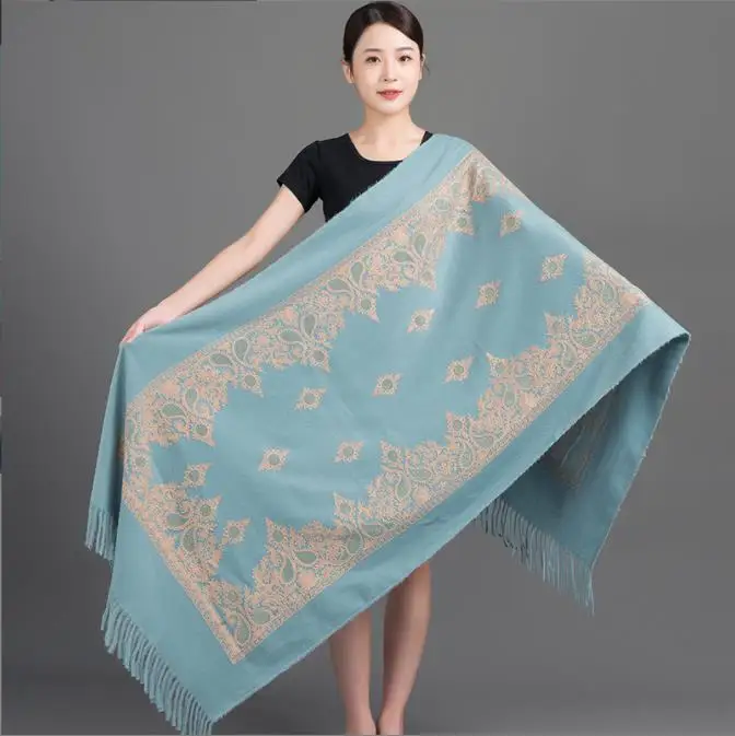 Fashion Shawl Cashmere Wrap Scarf Women Shawl Scarf Ethnic Style Warmth Luxury Warm Scarves Floral Women Embroidery Flower Shawl