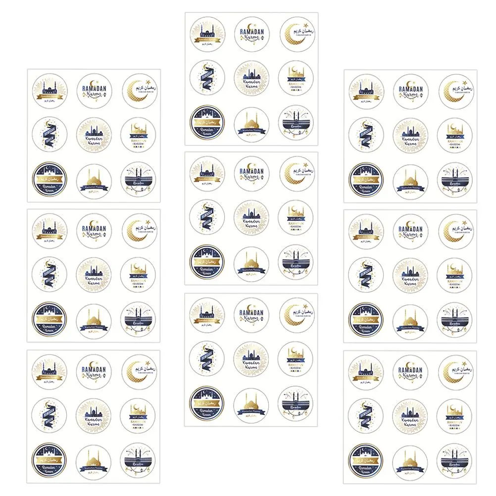 

90 Pcs Eid Mubarak Stickers Sealing Festival Bag Paper Gift Decals Self Adhesive Removable Design Islam Patterns