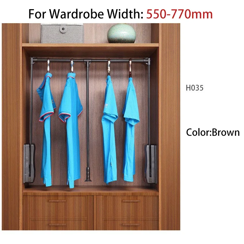 Summit Pull Down Hanging Rod Retractable Clothes Rail Lifting Rack With Soft Close For Wardrobe Walk In Closet Household Use image 3