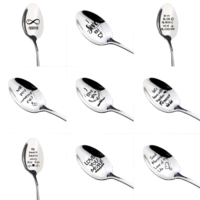 Stainless Steel Spoon Good Morning Handsome Beautiful Girlfriend Present Wedding Gifts for Guests Christmas Valentines Day Gift