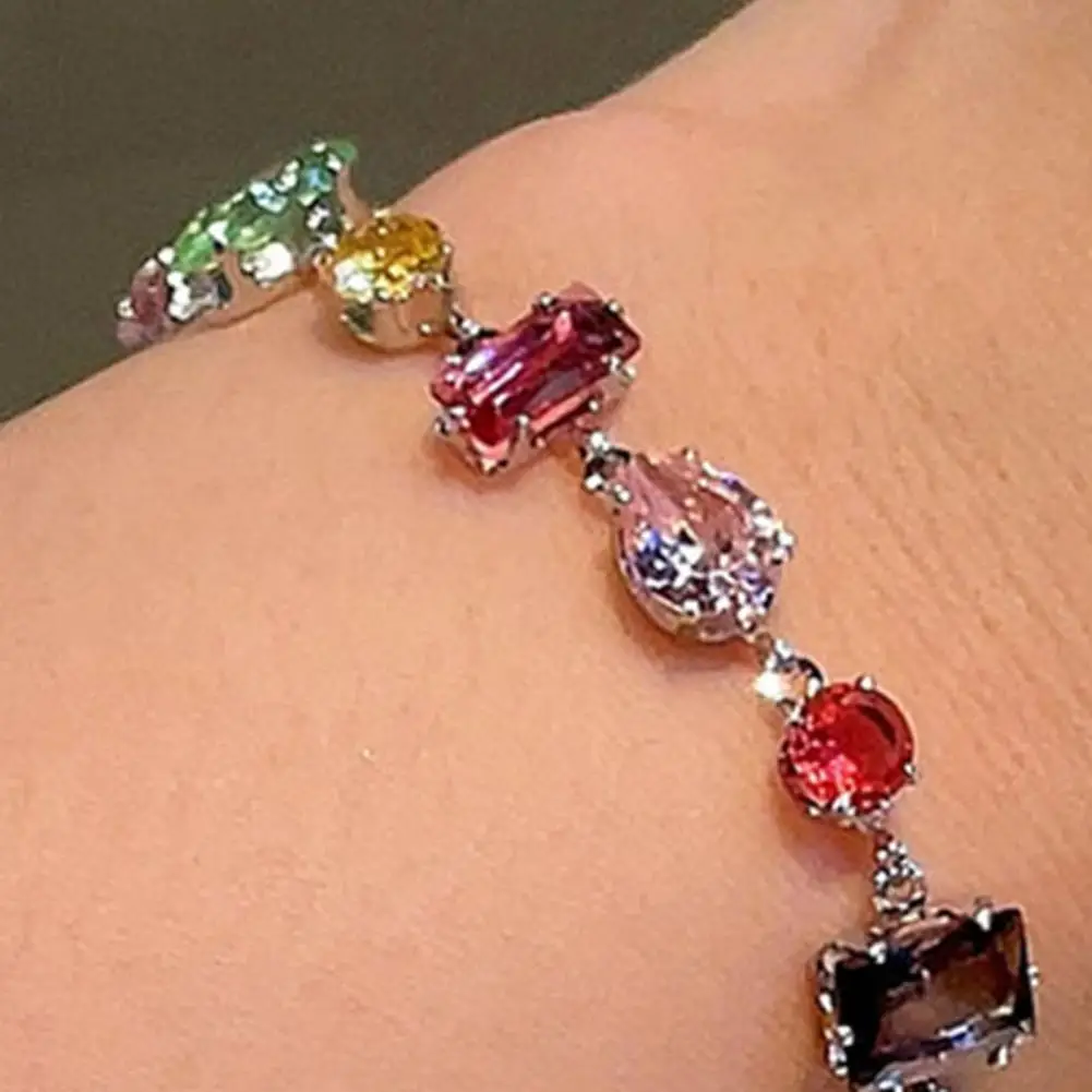 Hope Faith Bracelet Colorful Cubic Zirconia Bracelet Women’s Multi-shape Colorful Candy Cubic Zirconia Bracelet for Day