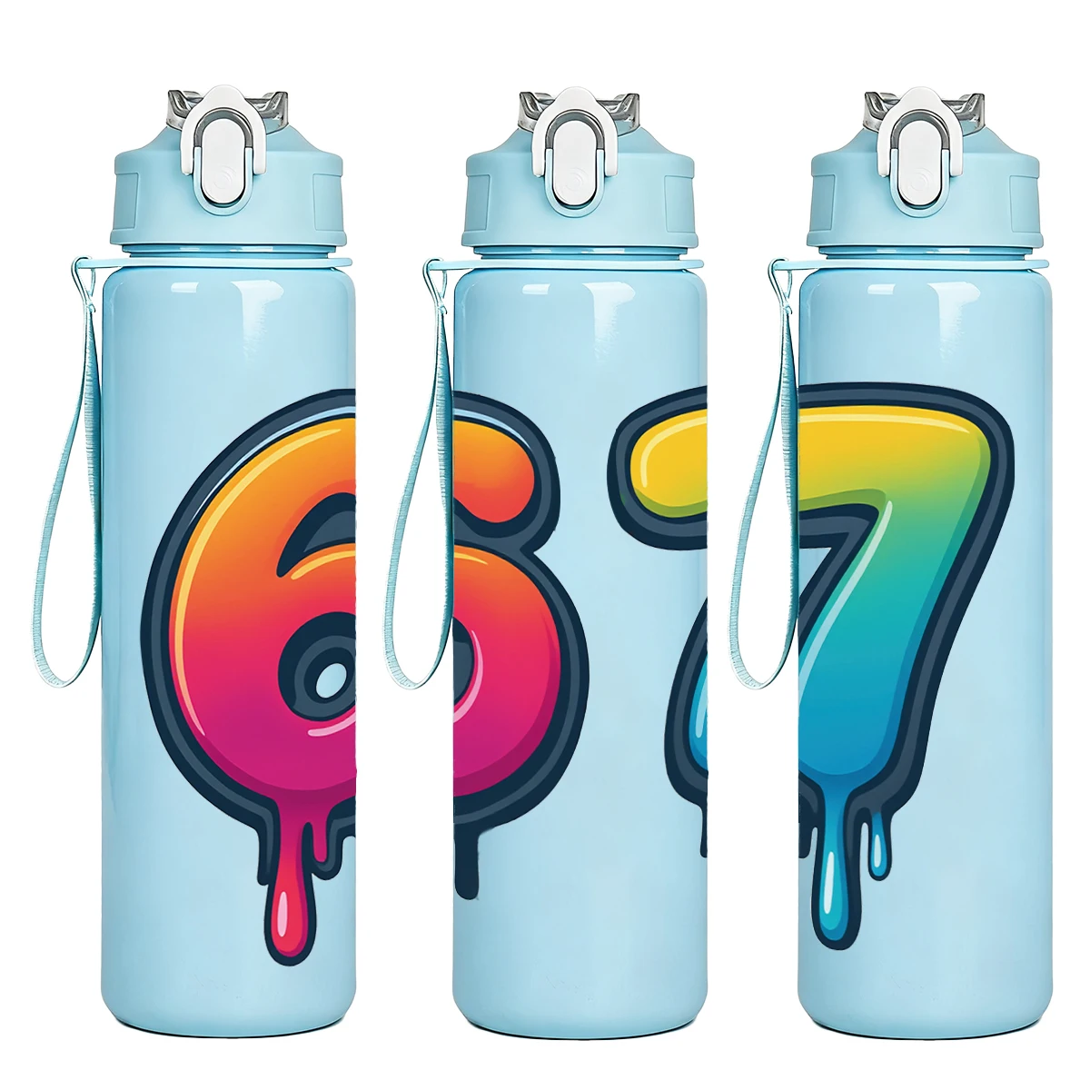 Botella de agua deportiva de plástico con diseño de estampado bonito, tapa abatible, reutilizable, deportes al aire libre, regalo Ideal para Festival, 750ml, 26oz, 1 ud.
