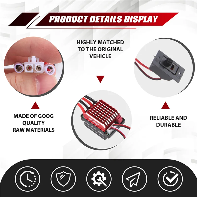 

MYMF-1060 60A Waterproof Brushed ESC Speed Controller Forward Brake And Reverse Brake For 1/10 RC Crawler Axial Scx10 Trx4