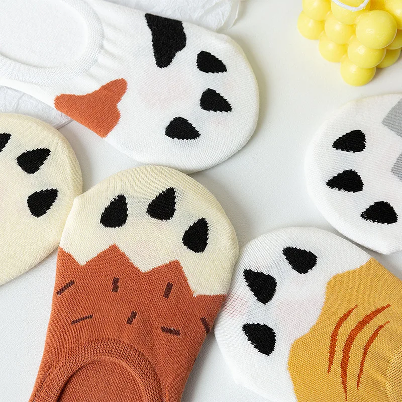 المرأة الربيع الصيف جديد القط باو قارب الجوارب القطنية الكرتون الفم الضحلة غير مرئية لطيف تنفس القطن الأحذية