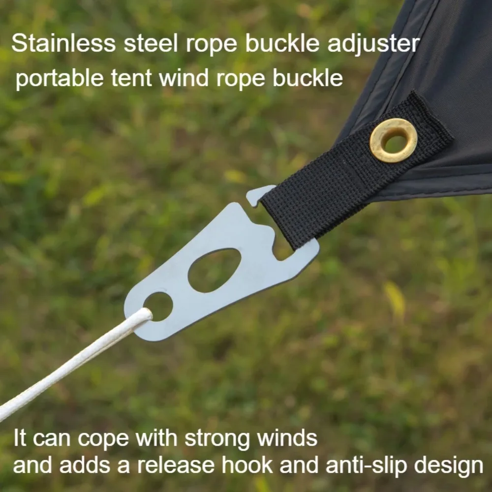 New 304 Stainless Steel Cord Tightener Outdoor Camping Tent Windproof Wind Tie Down Rope Buckle Clips Camping Accesorios