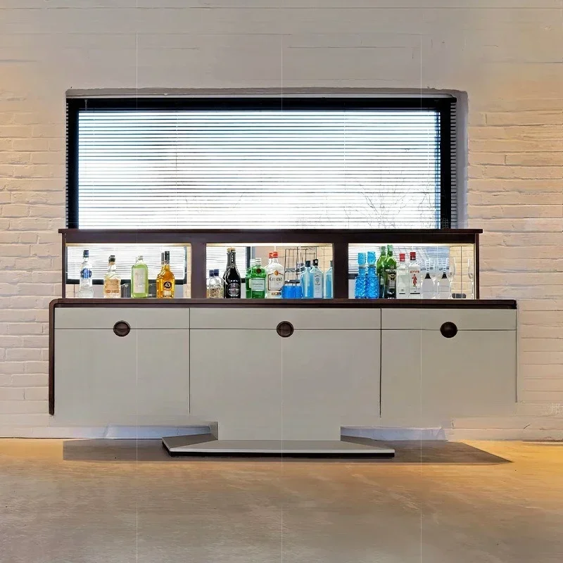 Light luxury electric lifting wine cabinet, medieval home villa modern  glass display cabinet solid wood locker