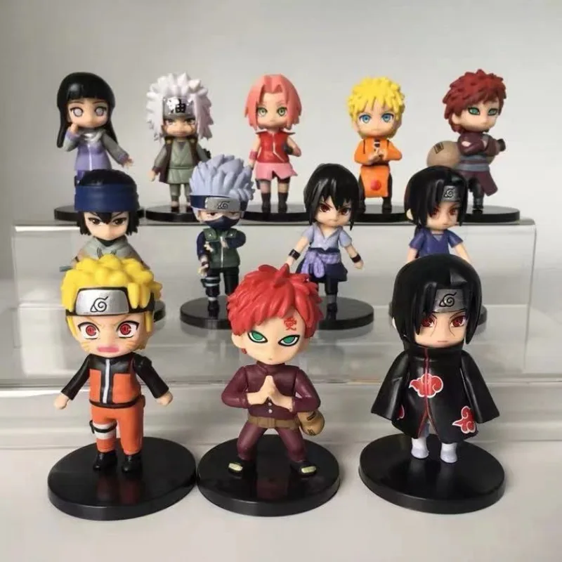 

Hot 12Pcs/Set Anime Naruto Shippuden Hinata Sasuke Itachi Kakashi Gaara Figure Toys Q Version PVC Figurine Model Dolls Gifts