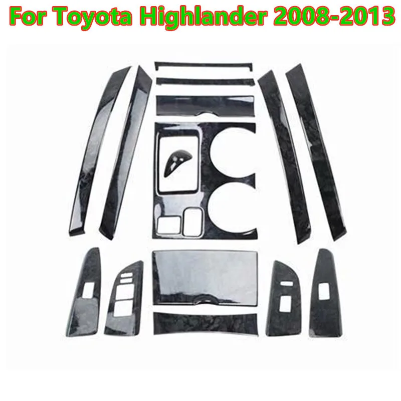 

15Pcs Wood Black Console Shift Panel Trim Cover For Toyota Highlander 2008-2013