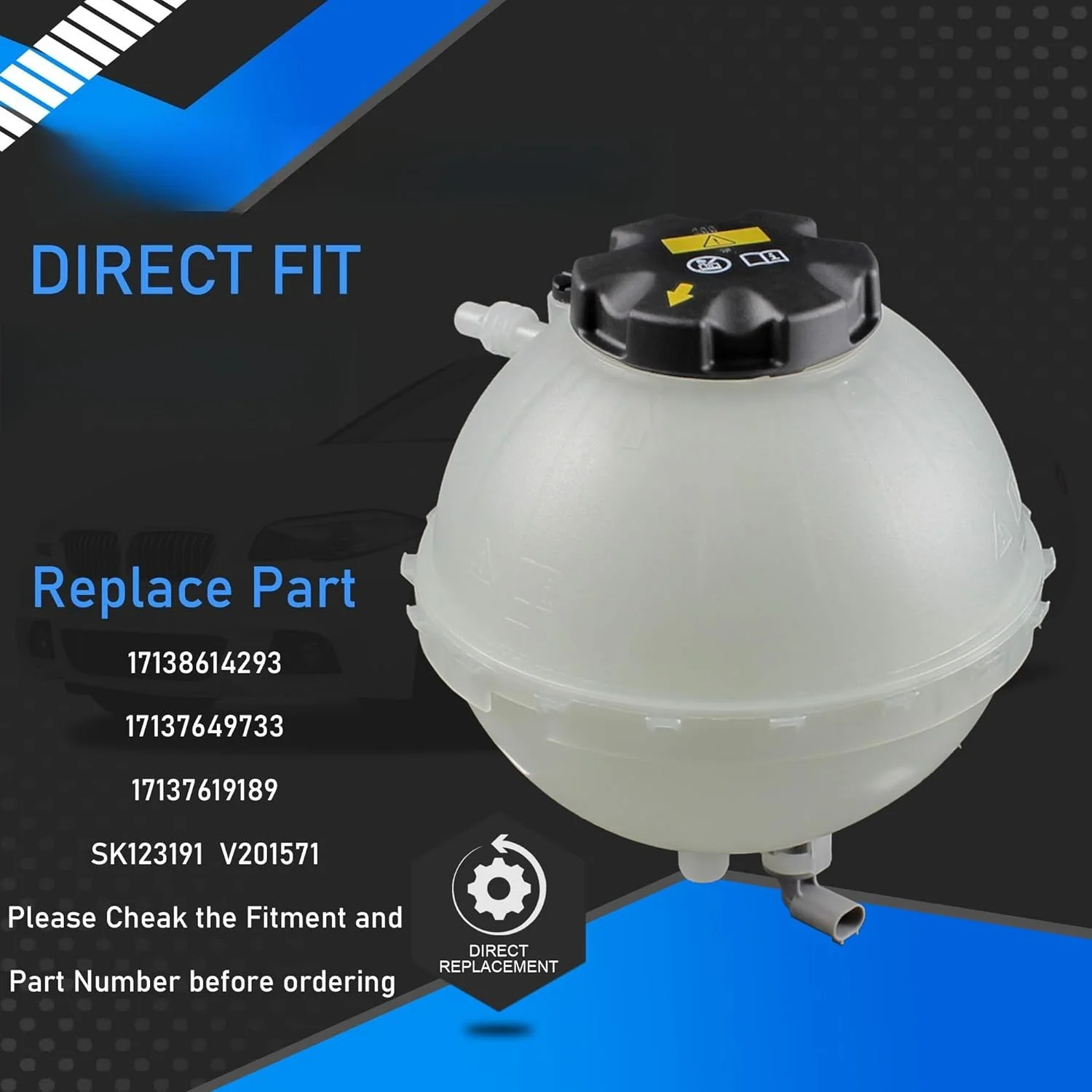 Engine Radiator Coolant Overflow Reservoir Tank With Sensor & Cap For BMW 2012-2016 528i /528i xDrive view 2
