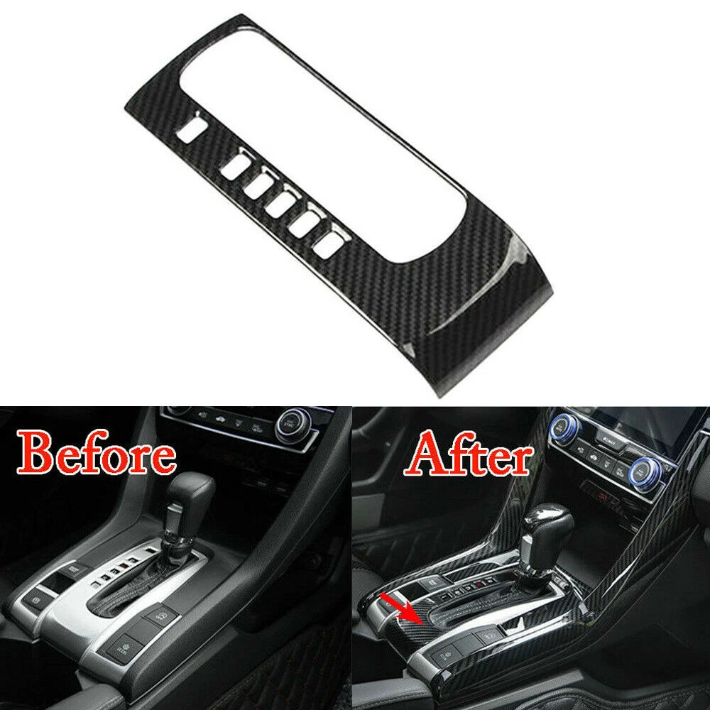 Carbon Fiber Gear Shift Box Panel Cover Trim for Honda Civic 10Th 2016-2018 Car becoration