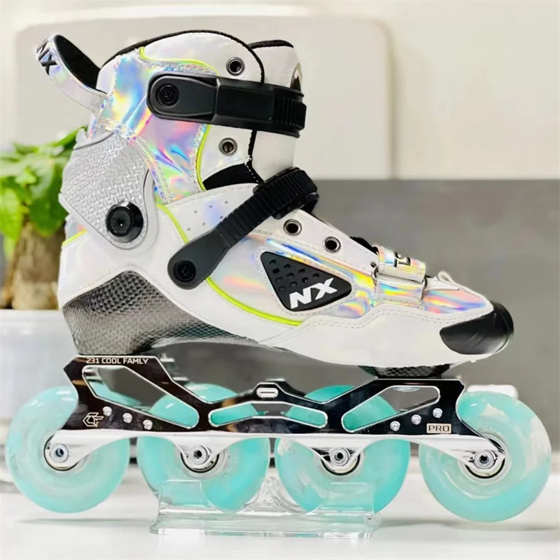 Rock Type Professional Carbon Fiber Skates Shoes for FSK Slalom Slide Skating 72 76 80 85A Wheel 219 231 243 Alloy Base 27 to 47