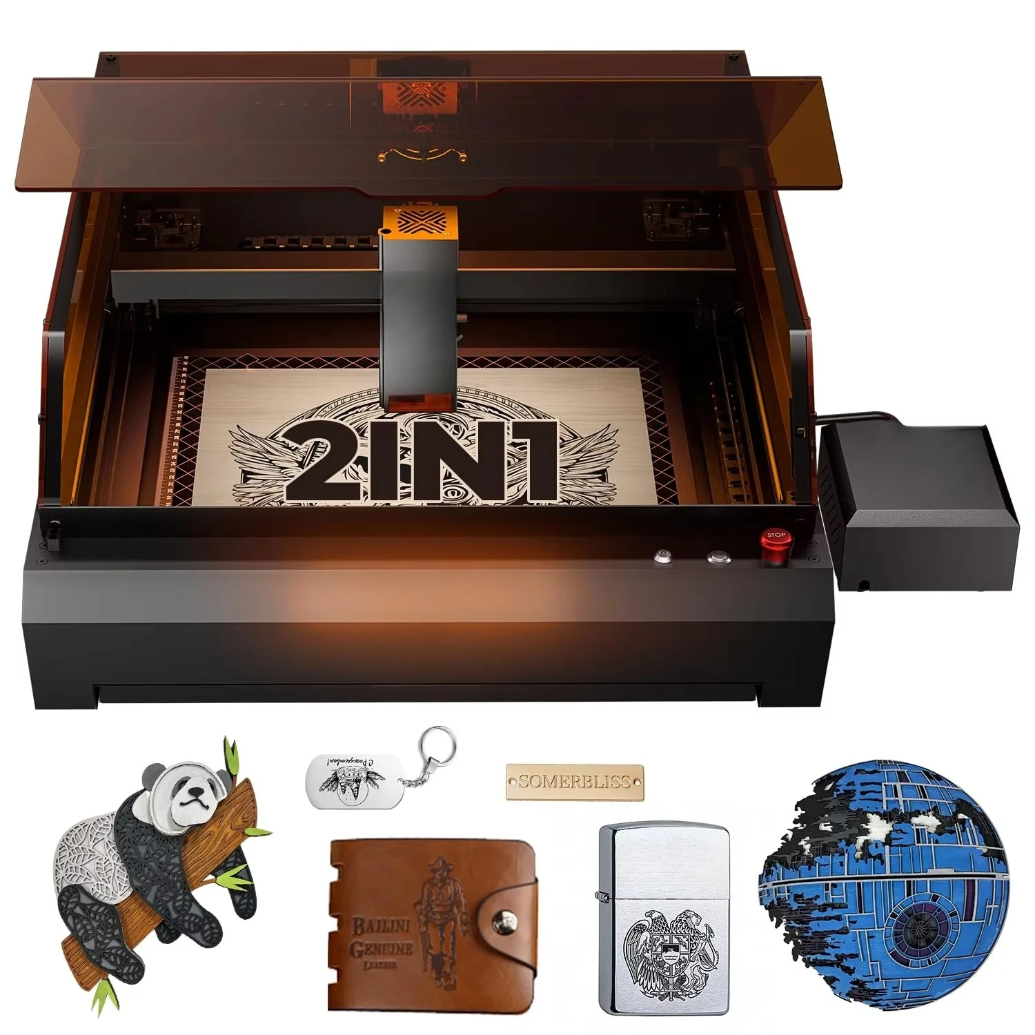 Laser Engraving Machine P3 2 in 1 Desktop Diode 10W&2W IR with Integrated Housing Camera Module Air Assist Laser Engraver