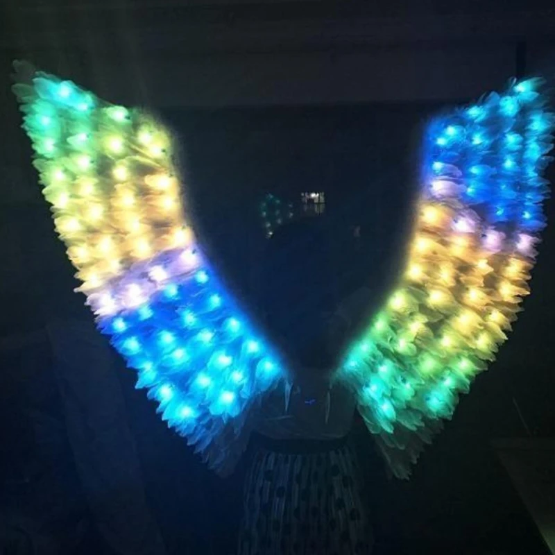 

Светодиодные светящиеся перья с крыльями для взрослых, костюм феи ангела, аксессуары для рождественской вечеринки, сценического выступления, реквизит с подсветкой