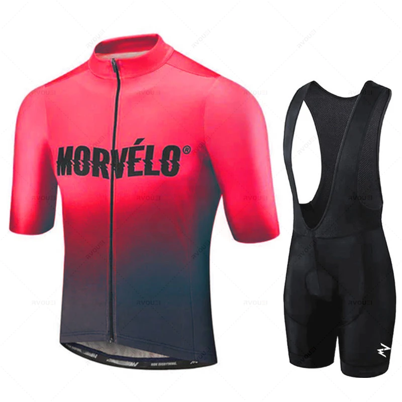 New Black Morvelo Cycling Jersey Team Bicycle Clothing Suits MTB Bicicleta Clothes Bib Shorts Set Men Bike Ropa Ciclismo Maillot