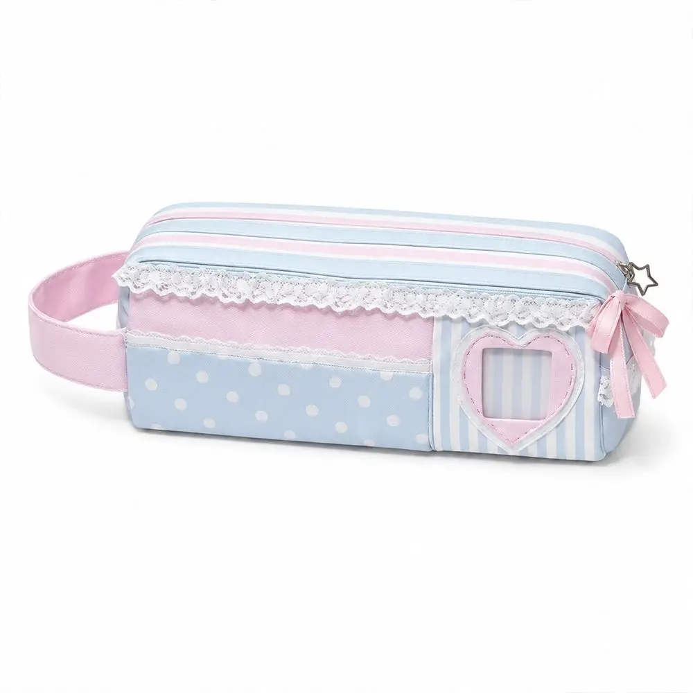 Kawaii Pink Blue Pencil Case Polka Dot Design Large Capacity Pencil Pouch Pen Bag School Office Supplies