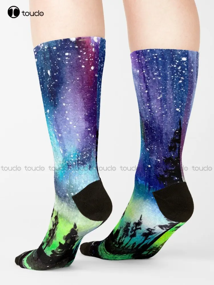 Northern Lights Aurora Borealis Socks Soccer Socks Girls Personalized Custom Unisex Adult Teen Youth Socks Custom Gift