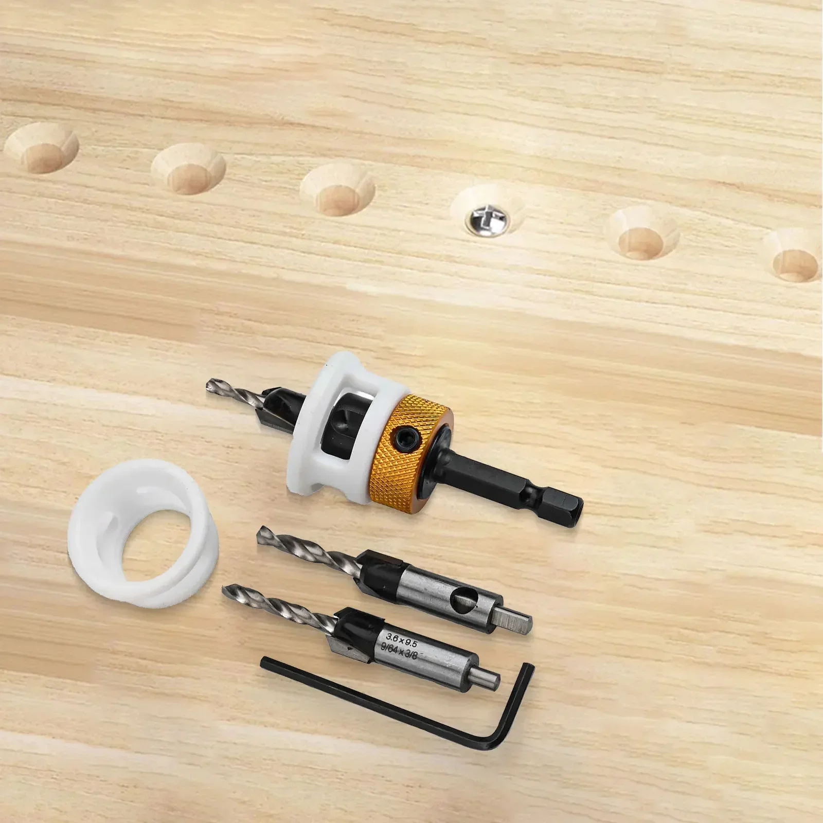 

DIY Projects 1 8 Drill Bit Countersink Drill Bit Set Adjustable Depth Stop 3-piece Drill Bit Set Carbide Drill Bits