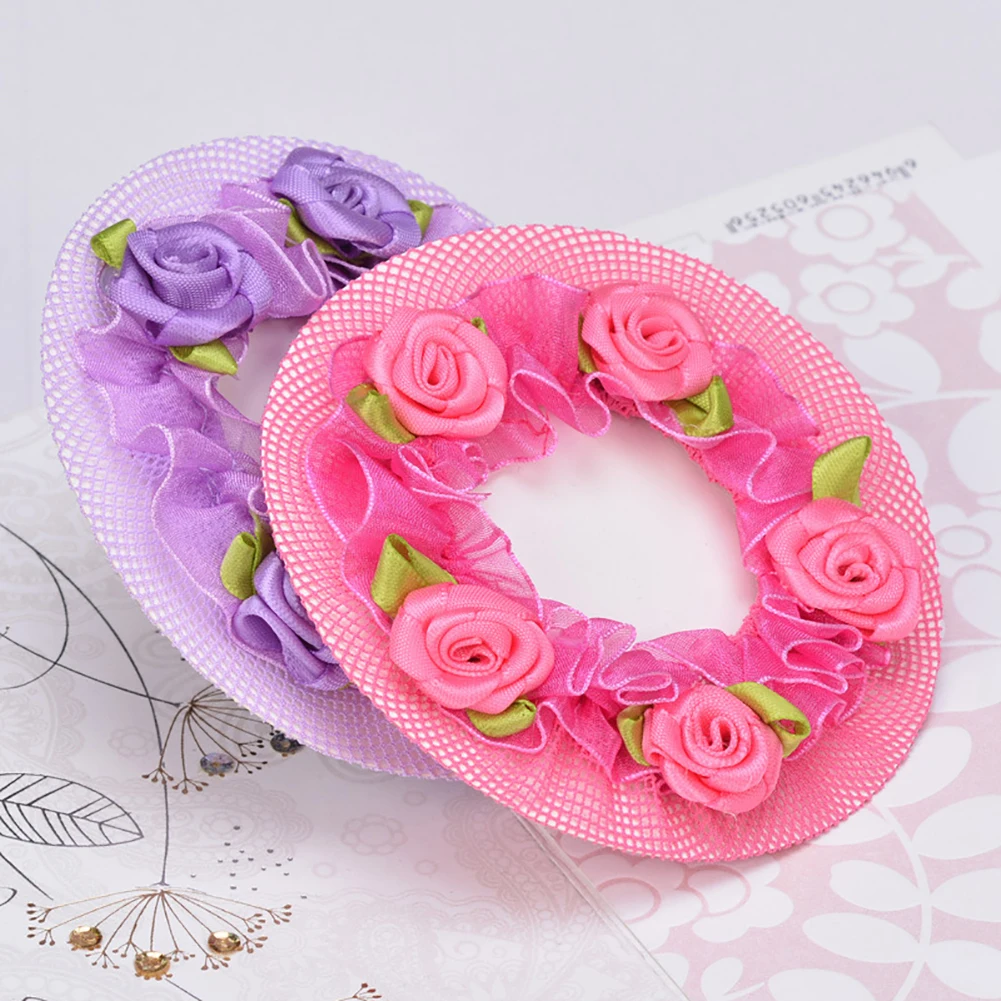 فتاة النساء كعكة غطاء سنود الشعر صافي شبكات الشعر اللاتينية الباليه الرقص الكروشيه سنودز الملحقات مع زهرة #3