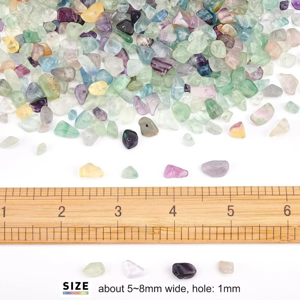 about 440~460Pcs Natural Chip Stone Beads 5~8mm Fluorite Beads Strand Chip with 1mm Hole Fluorite Irregular Gemstones