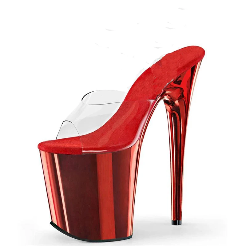 

Платье с прозрачными кристаллами для французского бульдога, клубная обувь, тапочки 20 см, экзотические туфли на высоком каблуке 8 дюймов, пикантные фетиш-стриптизеры на платформе для женщин