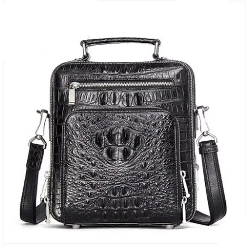 ouluoer crocodile single shoulder bag for men cross body casual business handbag leather  men's bag