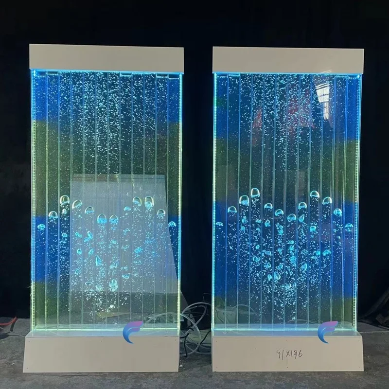 custom.Factory Price Custom Contemporary Wedding Decor LED Bullet Bubble Wall Panel Fountain with Acrylic Material