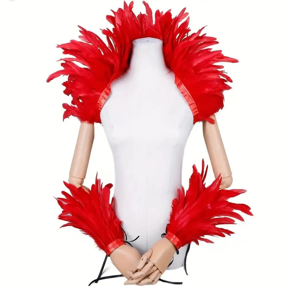 

Halloween Punk Cosplay Party Elegant Womens Shawl Feather Masked Ball Carnival Y2k Scarf Red Scarf Girl Designer Feather Punk