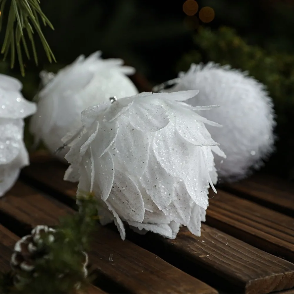 Boule de Noël en mousse de pétale blanc, décoration d'arbre de Noël, ornement pour la maison, joyeux Noël, fête, neige, Ik