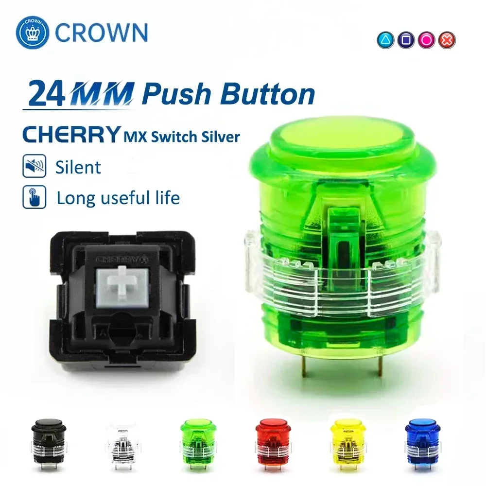 Original Korean CROWN 24mm Silent 203C-S Push Button Arcade Cherry Switch DIY Joystick PC PS3 XBOX HITBOX Fighting Tekken Game