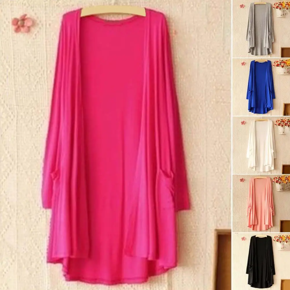 سترة طويلة من القطن للنساء ، سترة غير رسمية ، سترة طويلة الأكمام ، 6 ألوان ، للصيف والخريف