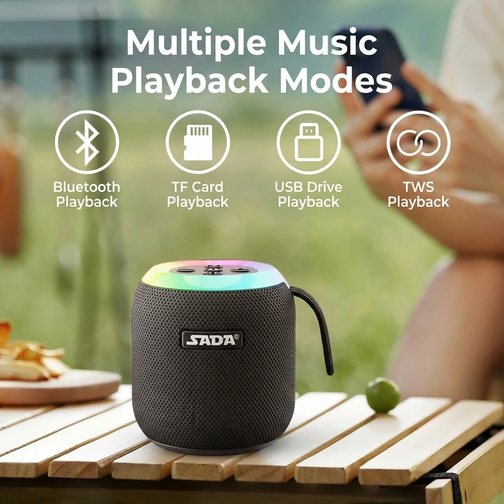 

Wireless Portable Speaker Outdoor Bluetooth Subwoofer Car Home With Colorful Lights Atmospheric Small Speaker For iPhone 17 16