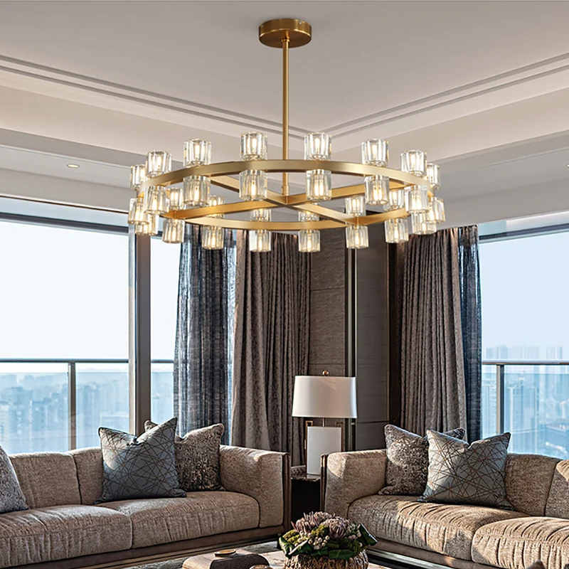 

Modern Glass Pendant Light for Living Room G4 Light Source Ceiling Lighting Variable Brightness Stainless Steel LED Chandelier